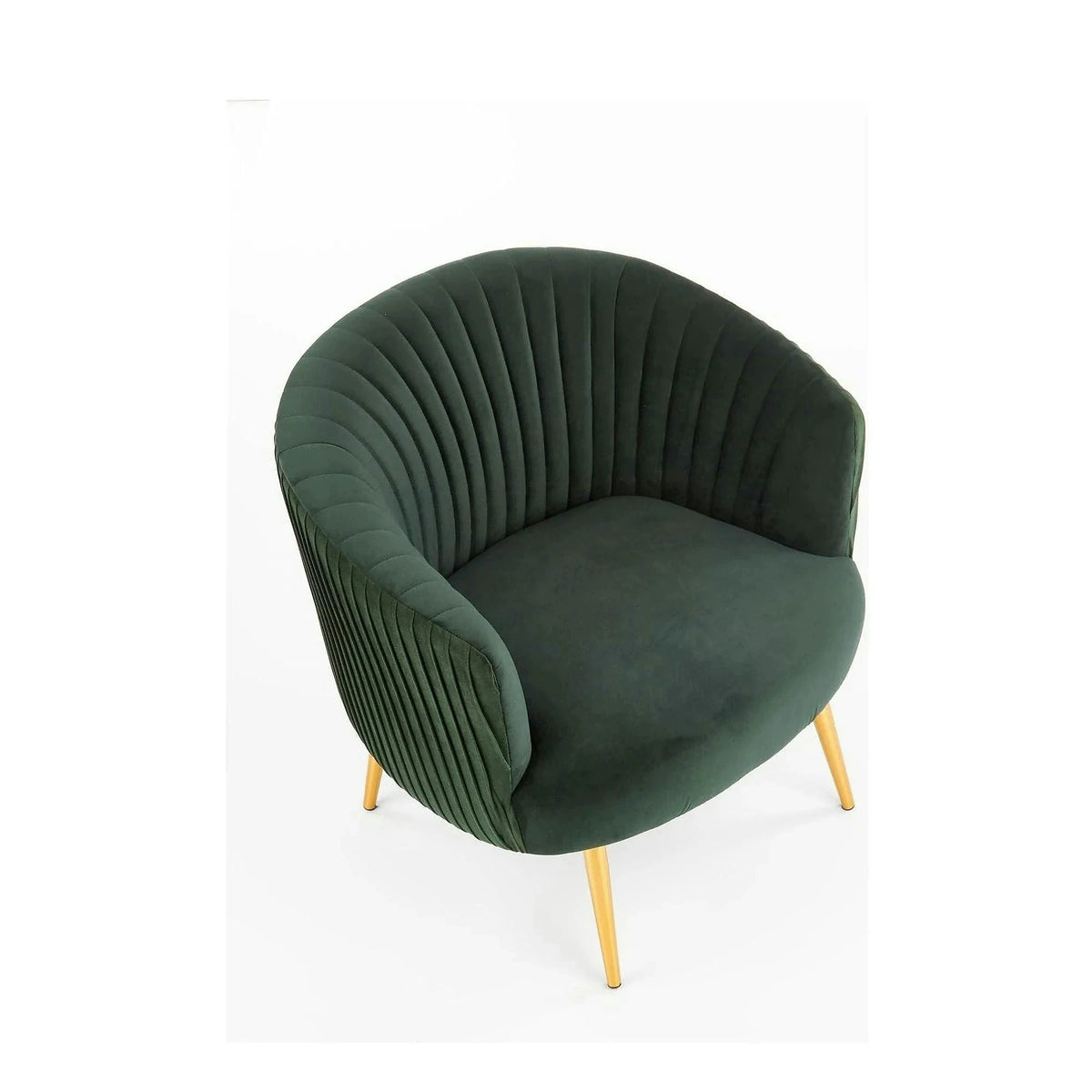 Fotoliu cafenea CROWN, verde inchis/auriu, stofa catifelata/otel, 78x72x80 cm