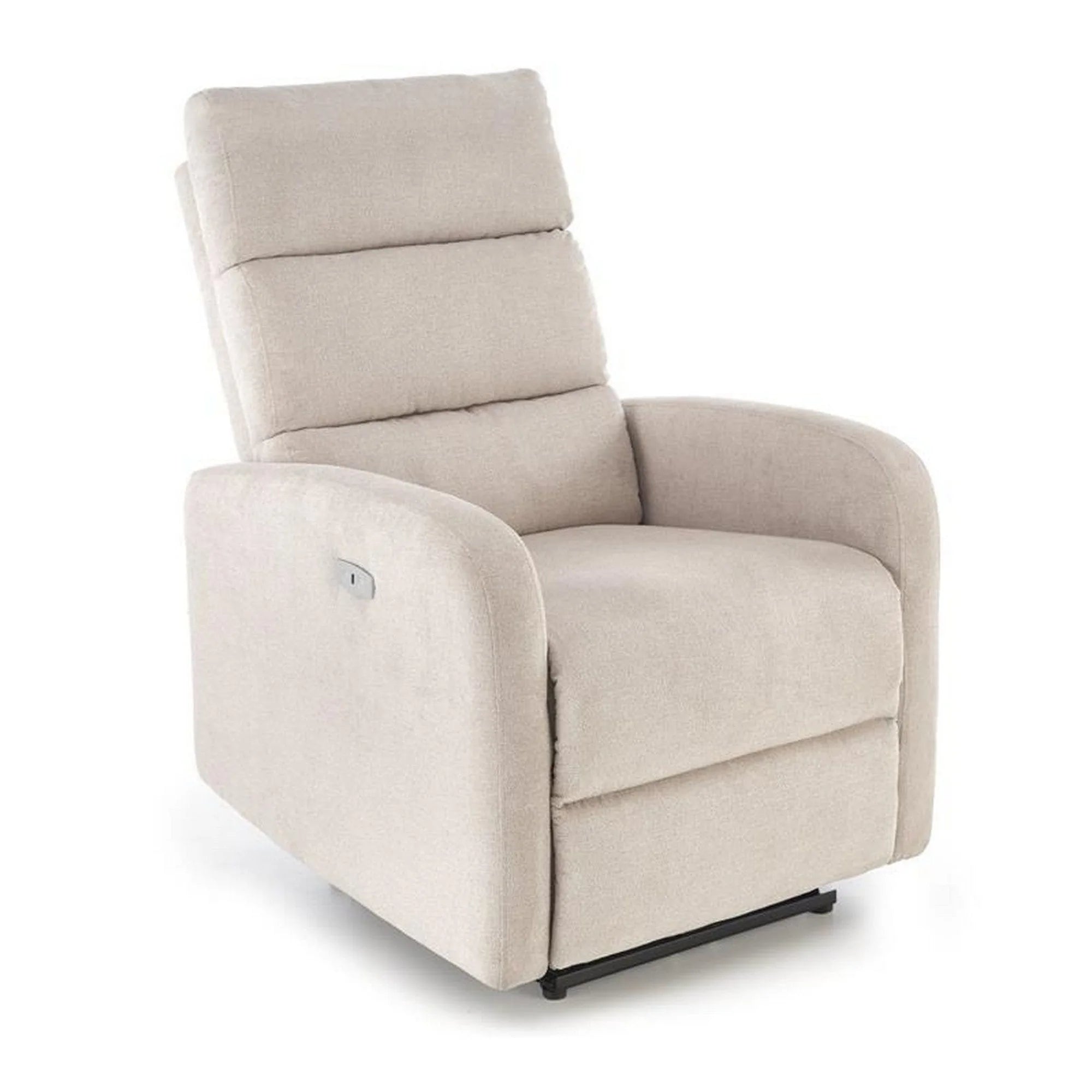 Fotoliu CARINIO, bej deschis/negru, stofa clasica/metal, 75x95/165x87/107 cm