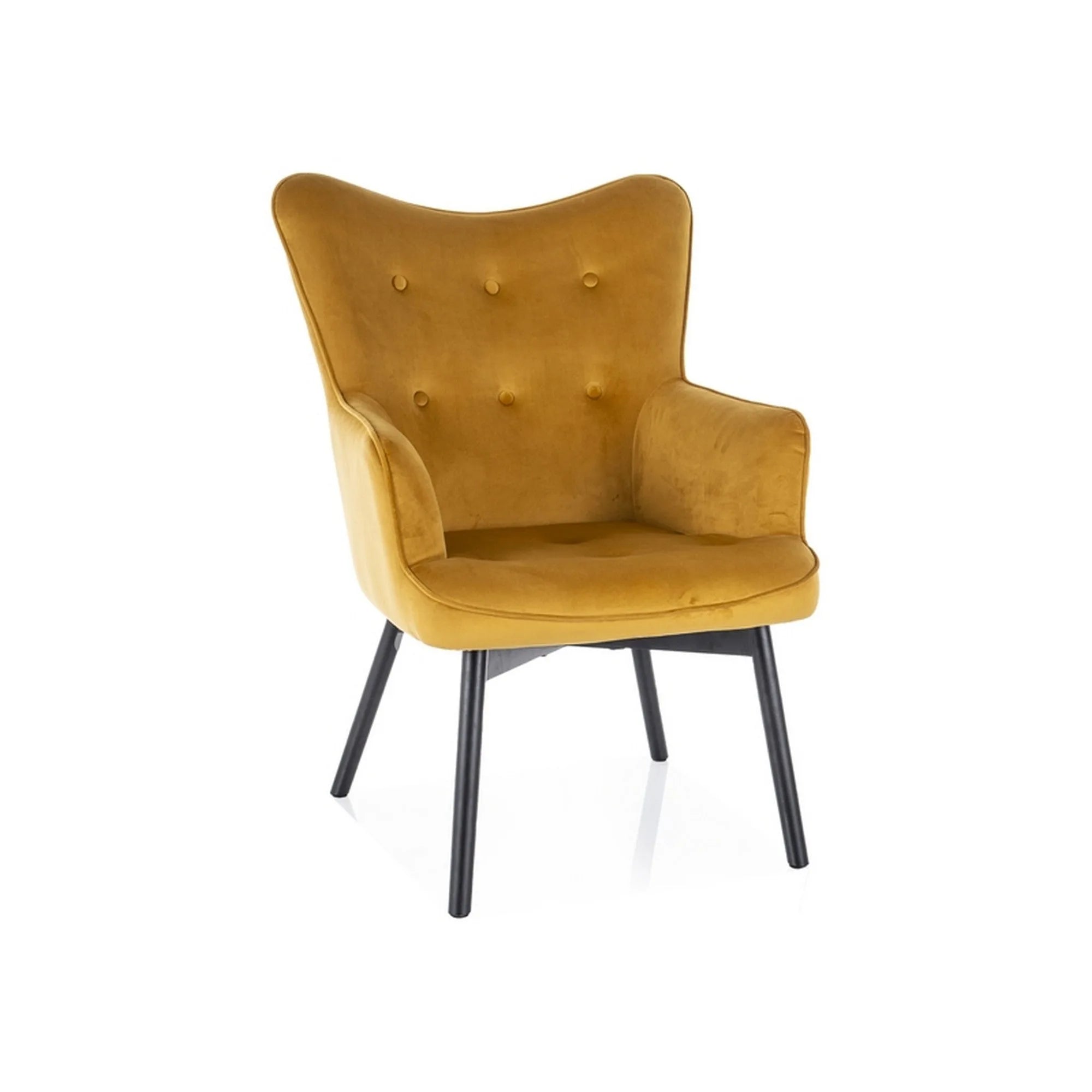 Fotoliu CARMEN, stofa catifelata galben mustar - Bluvel 68, 72x75x99 cm