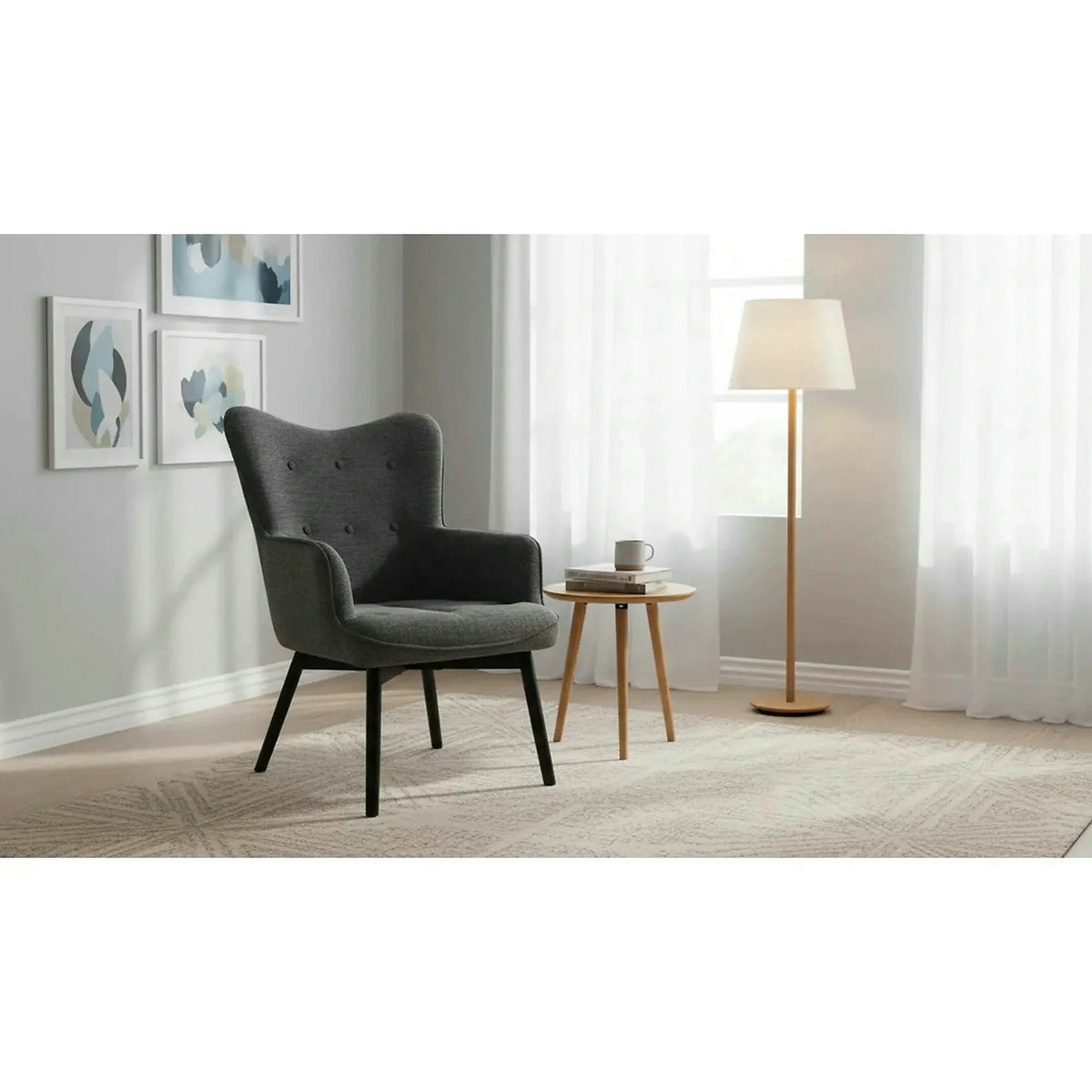 Fotoliu CARMEN, stofa clasica gri inchis - Raven 15, 72x75x99 cm