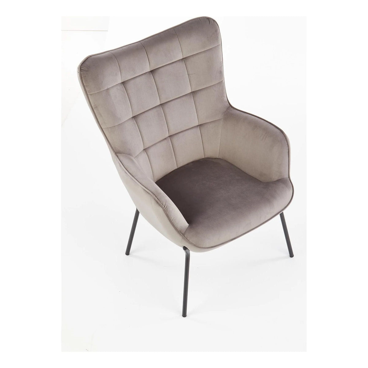 Fotoliu CASTEL, stofa catifelata gri - Bluvel 14, 71x79x97 cm