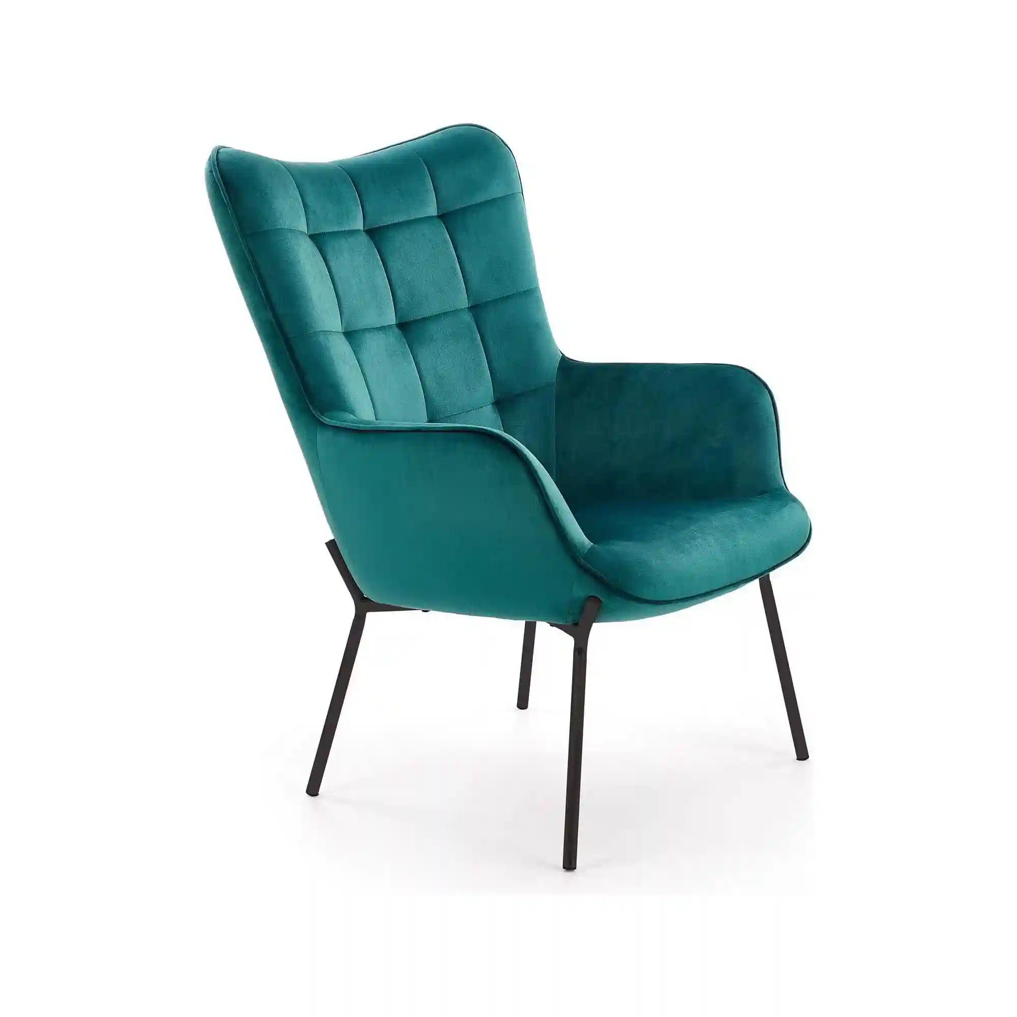 Fotoliu CASTEL, stofa catifelata verde inchis - Bluvel 78, 71x79x97 cm