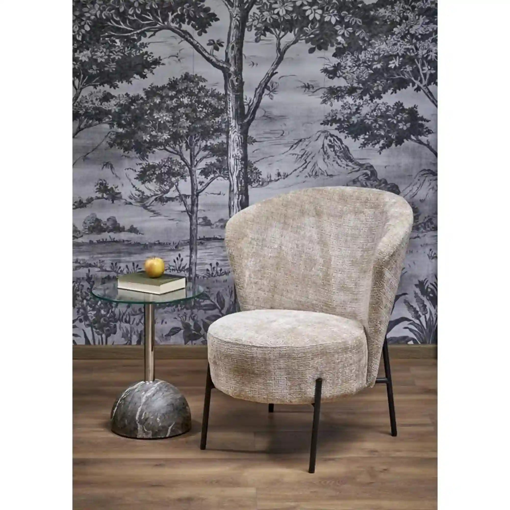 Fotoliu CEZAR, bej/negru, stofa catifelata/otel, 70x79x85 cm