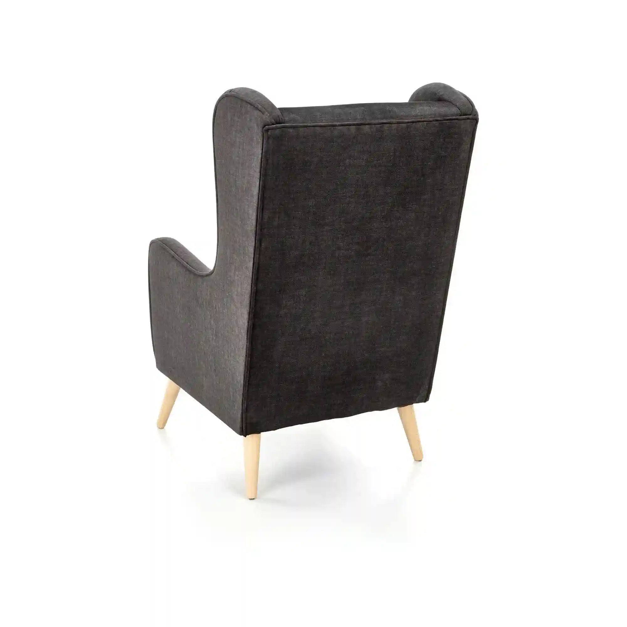 Fotoliu CHESTER, gri antracit/stejar, stofa catifelata/lemn, 67x85x114 cm