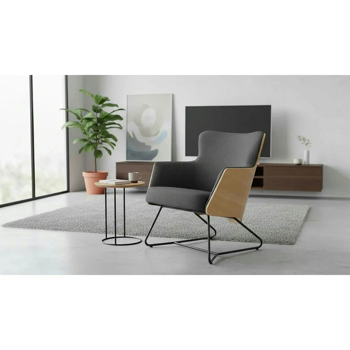 Fotoliu CHILLOUT, gri inchis, stofa, 74x67x79 cm