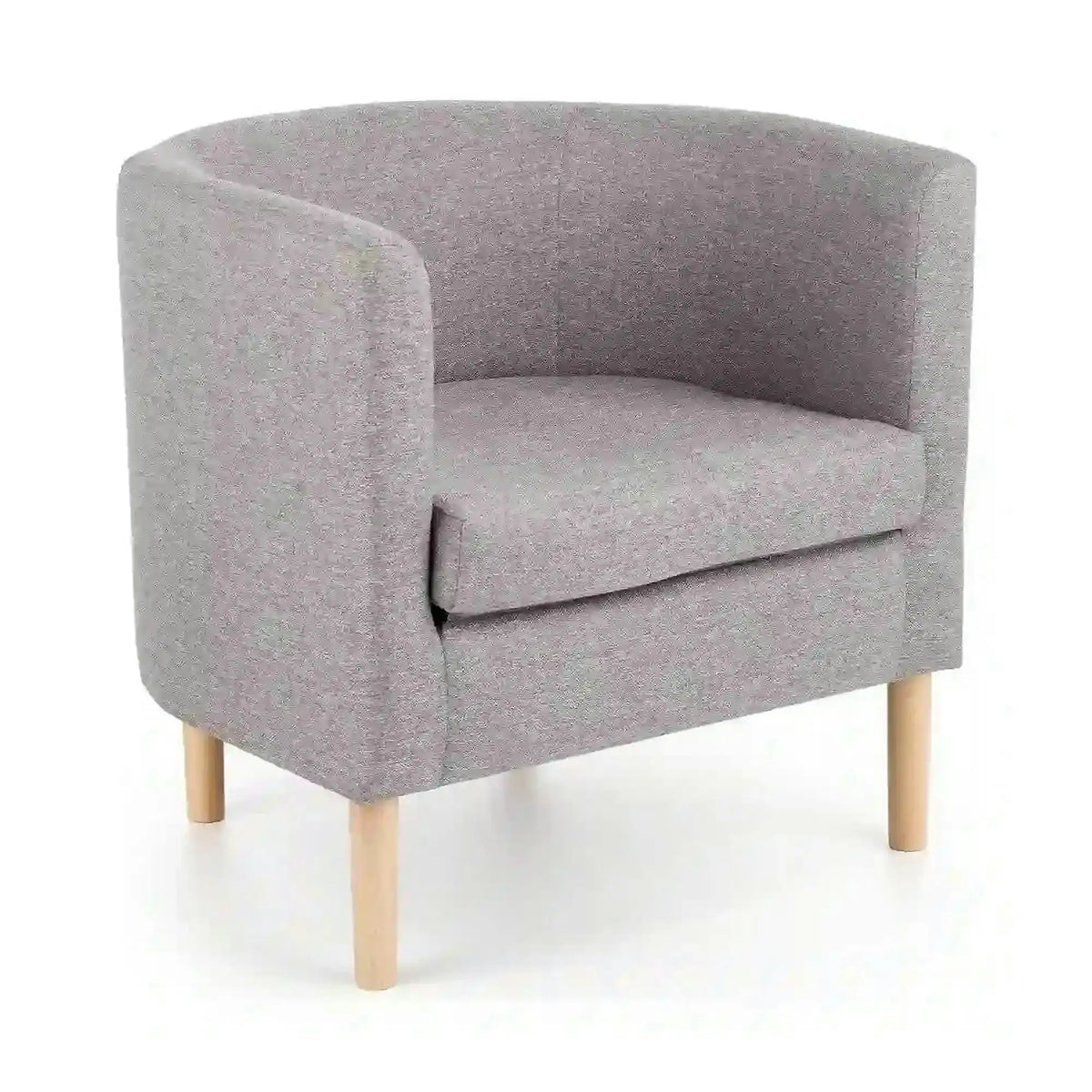 Fotoliu CLUBBY, gri/stejar natural, stofa clasica/lemn, 66x58x64 cm