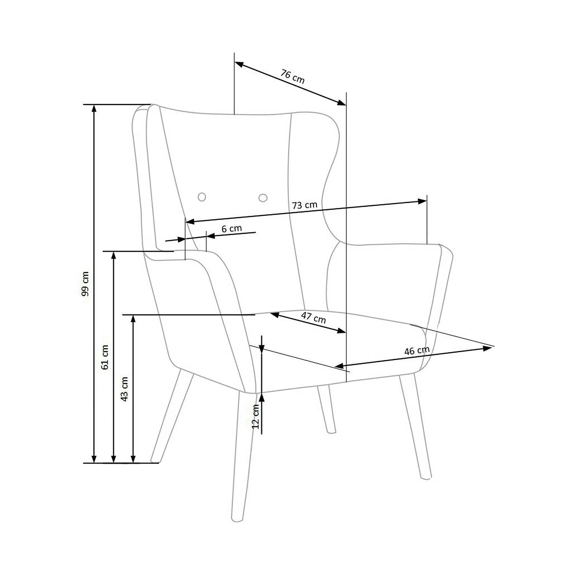 Fotoliu COTTO, gri deschis, lemn, 73x76x99 cm