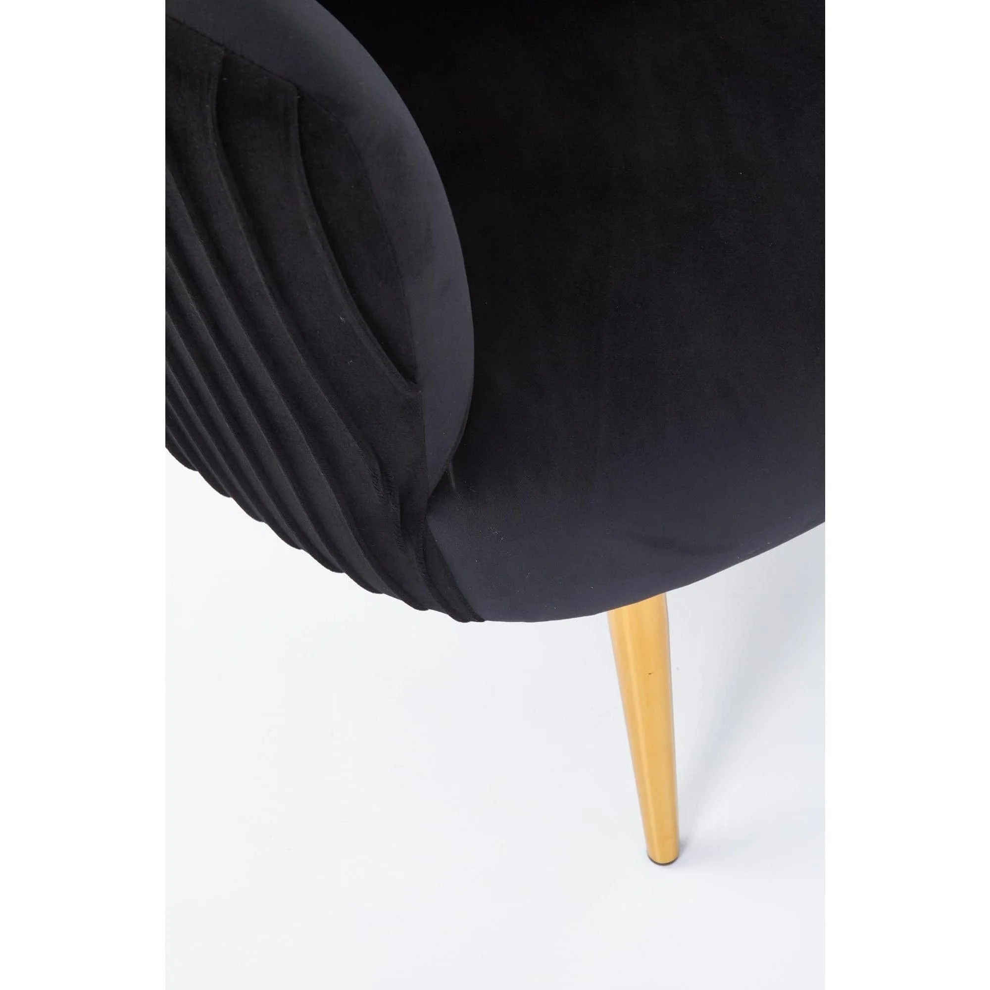 Fotoliu CROWN, negru/auriu, stofa catifelata/otel, 78x72x80 cm