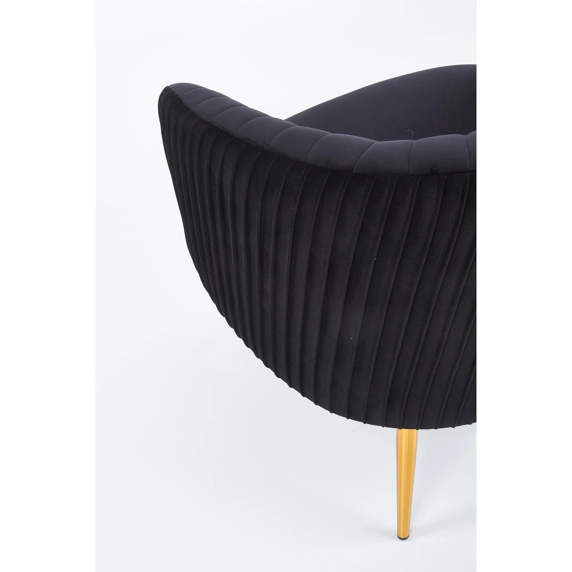 Fotoliu CROWN, negru/auriu, stofa catifelata/otel, 78x72x80 cm