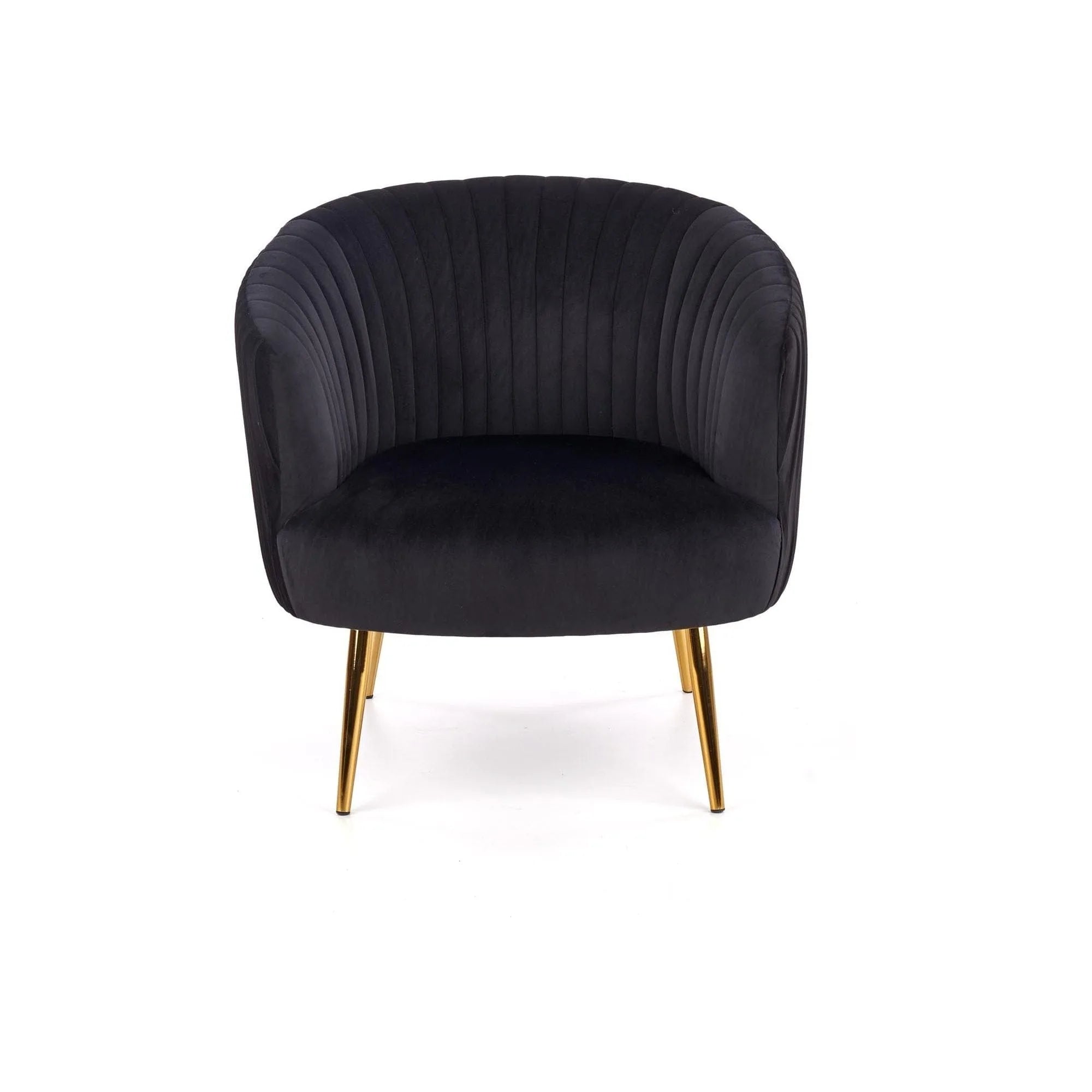 Fotoliu CROWN, negru/auriu, stofa catifelata/otel, 78x72x80 cm