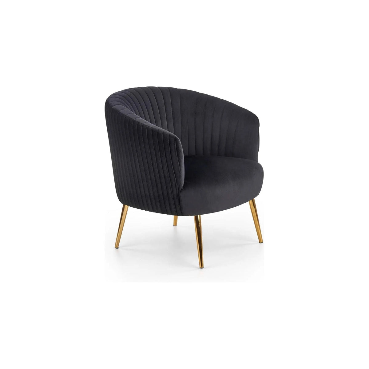 Fotoliu cafenea CROWN, negru/auriu, stofa catifelata/otel, 78x72x80 cm