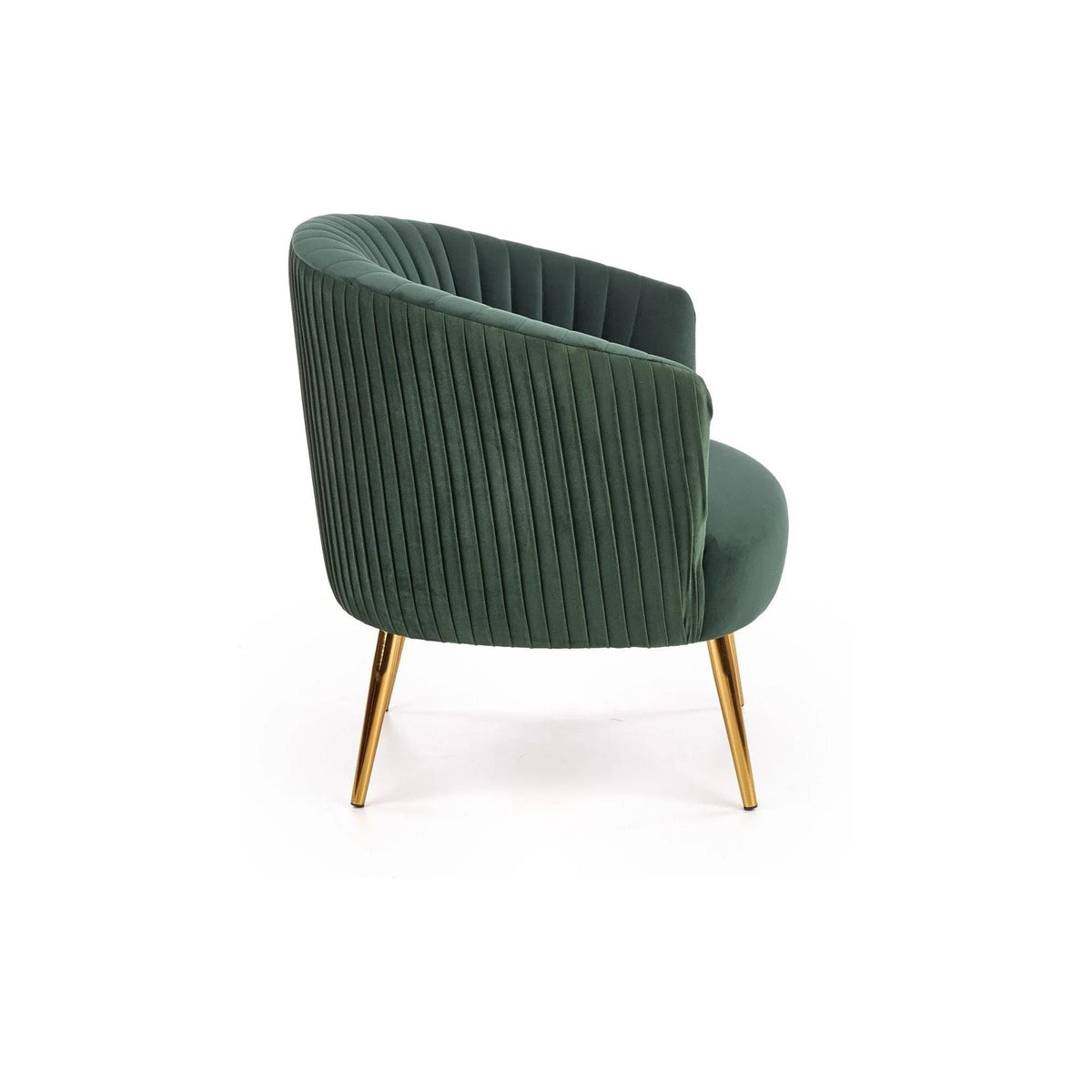 Fotoliu cafenea CROWN, verde inchis/auriu, stofa catifelata/otel, 78x72x80 cm