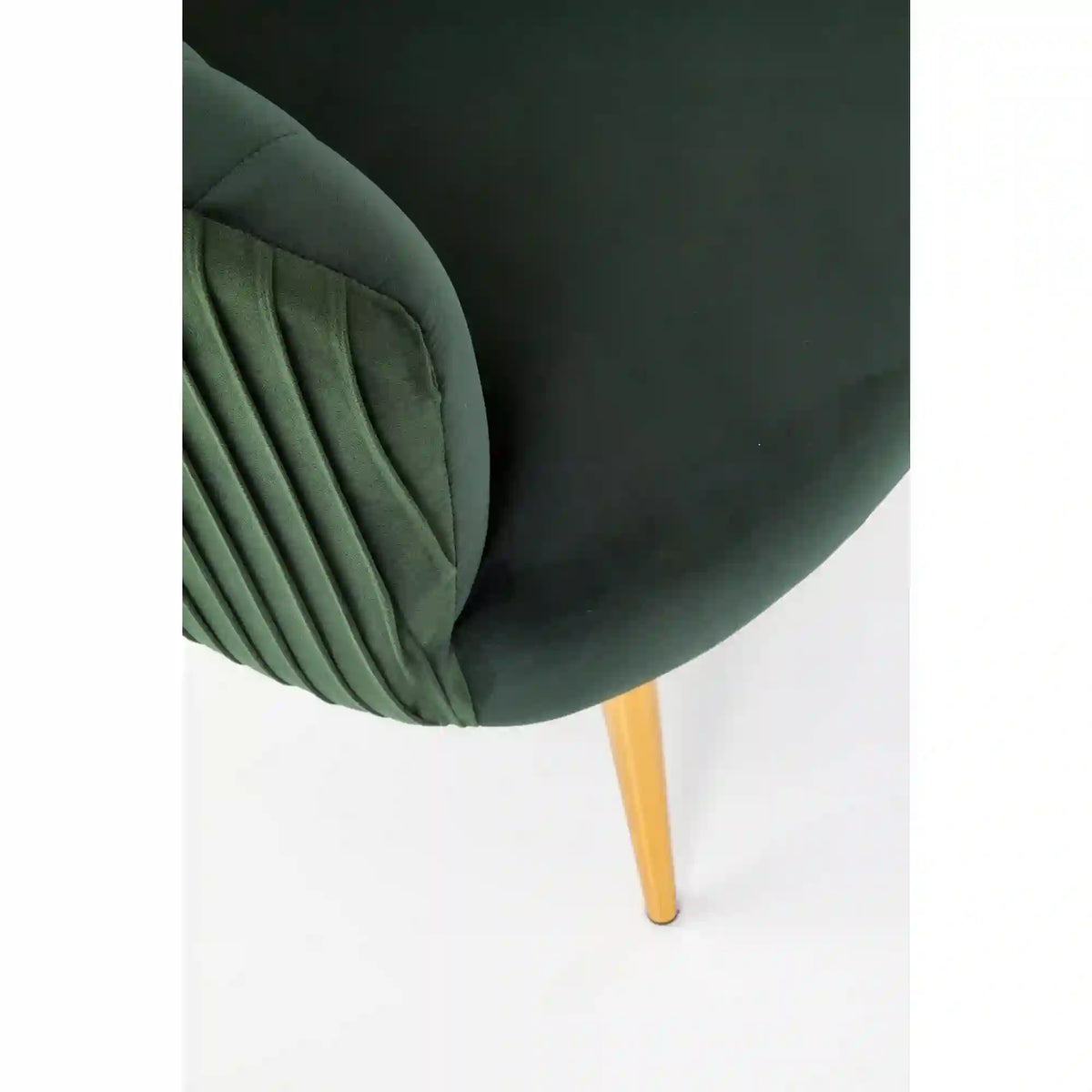Fotoliu cafenea CROWN, verde inchis/auriu, stofa catifelata/otel, 78x72x80 cm