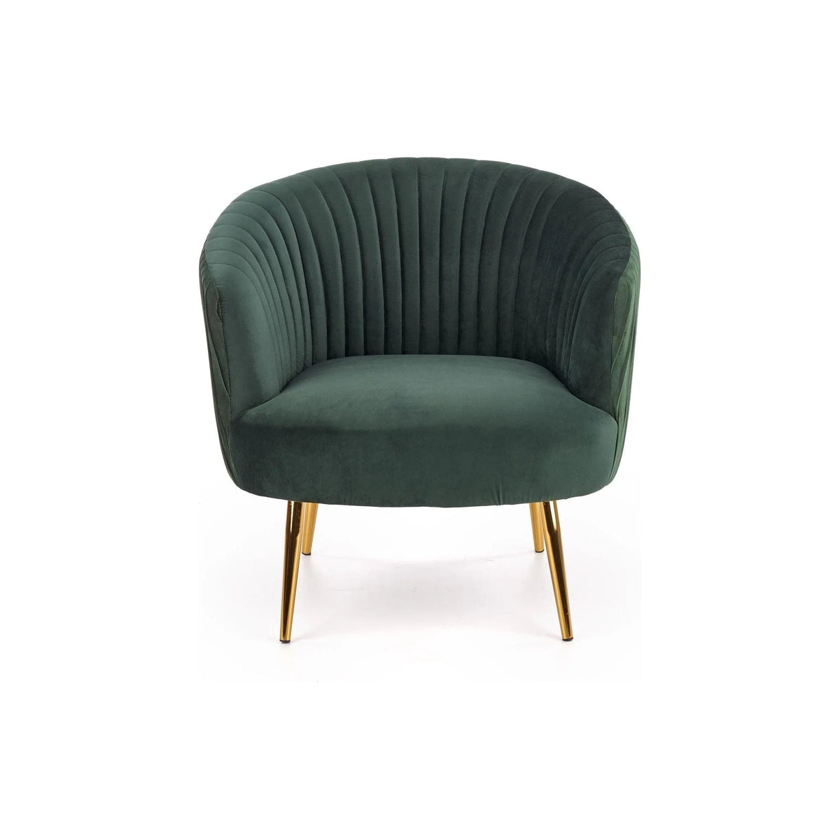 Fotoliu cafenea CROWN, verde inchis/auriu, stofa catifelata/otel, 78x72x80 cm