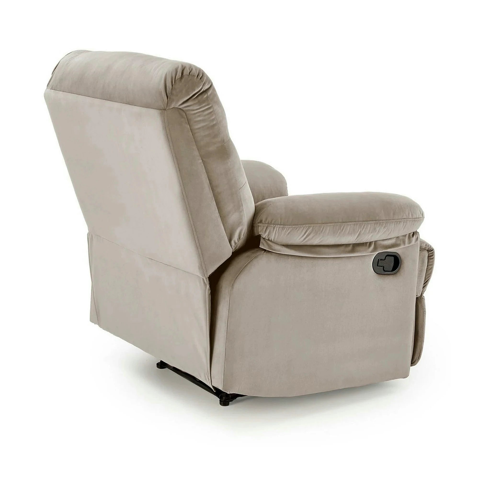 Fotoliu cu recliner DRAGER, bej/negru, stofa catifelata/metal, 88x90/160x105 cm