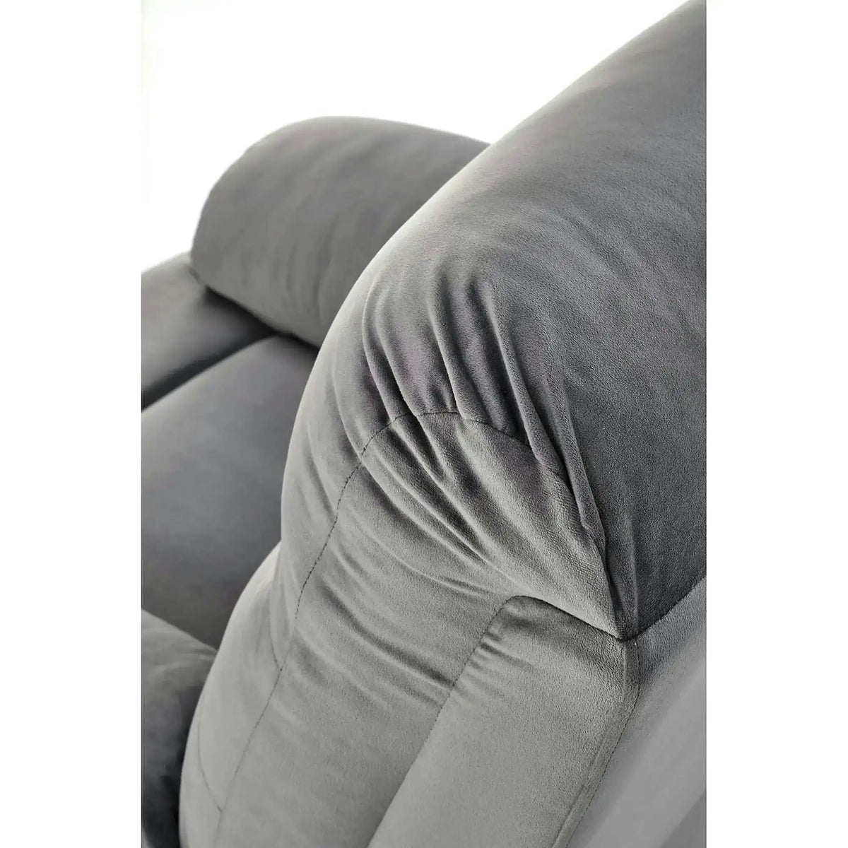 Fotoliu cu recliner DRAGER, gri/negru, stofa catifelata/metal, 88x90/160x105 cm