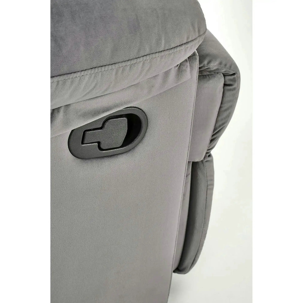 Fotoliu cu recliner DRAGER, gri/negru, stofa catifelata/metal, 88x90/160x105 cm