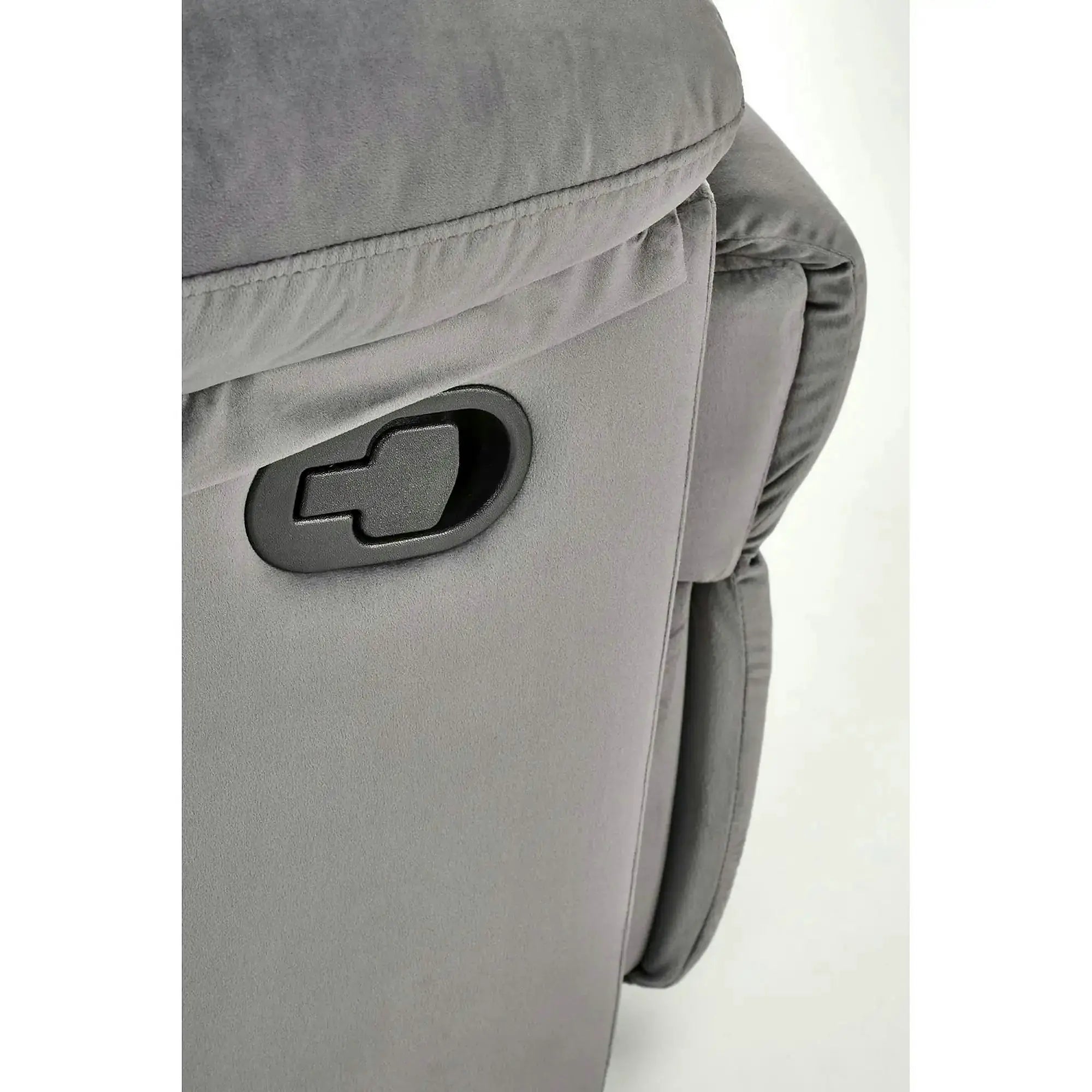 Fotoliu cu recliner DRAGER, gri/negru, stofa catifelata/metal, 88x90/160x105 cm
