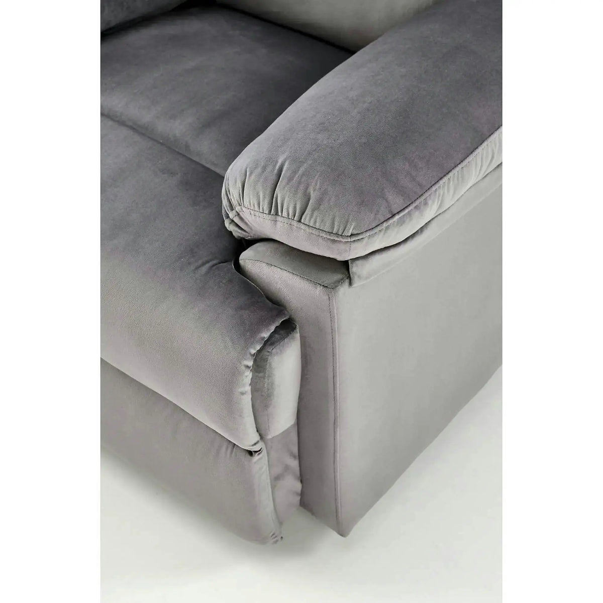 Fotoliu cu recliner DRAGER, gri/negru, stofa catifelata/metal, 88x90/160x105 cm