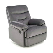 Fotoliu cu recliner DRAGER, gri/negru, stofa catifelata/metal, 88x90/160x105 cm