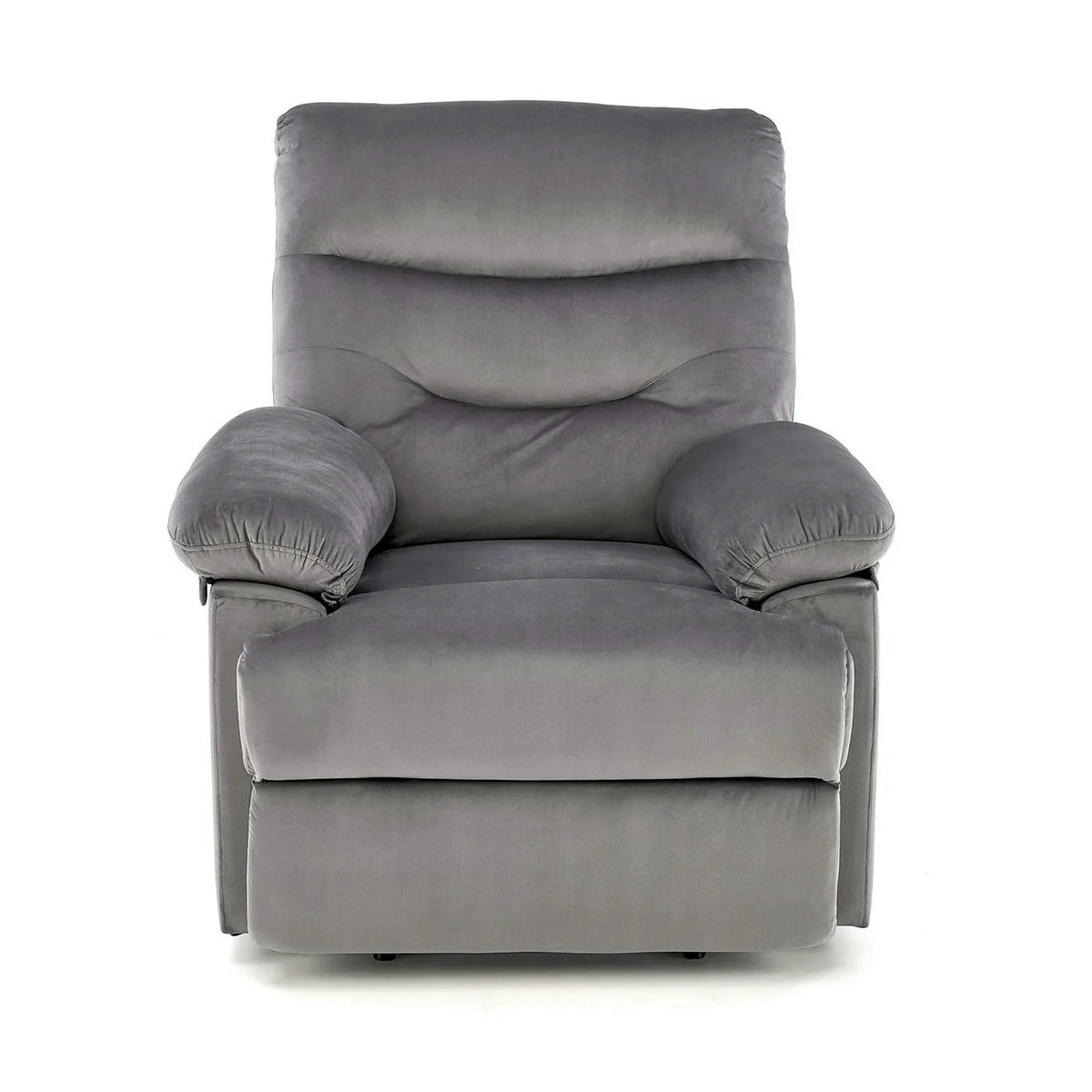 Fotoliu cu recliner DRAGER, gri/negru, stofa catifelata/metal, 88x90/160x105 cm