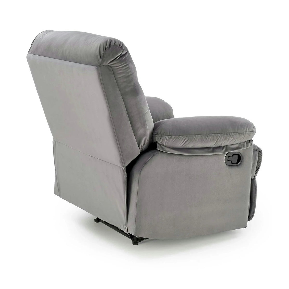 Fotoliu cu recliner DRAGER, gri/negru, stofa catifelata/metal, 88x90/160x105 cm