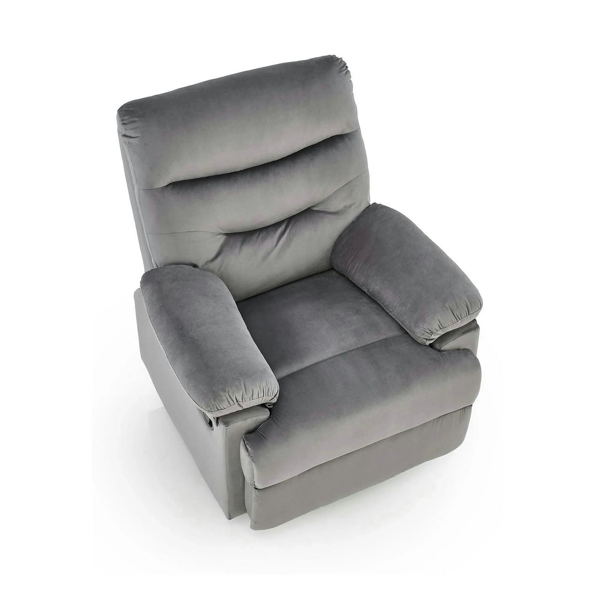 Fotoliu cu recliner DRAGER, gri/negru, stofa catifelata/metal, 88x90/160x105 cm