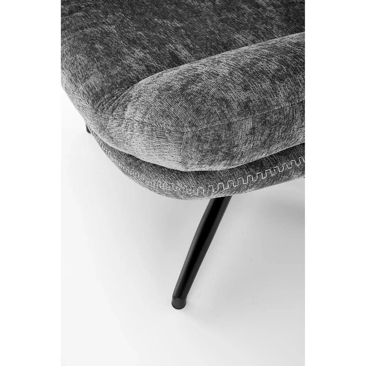 Fotoliu cu taburet DARIO, gri/negru, stofa catifelata/metal