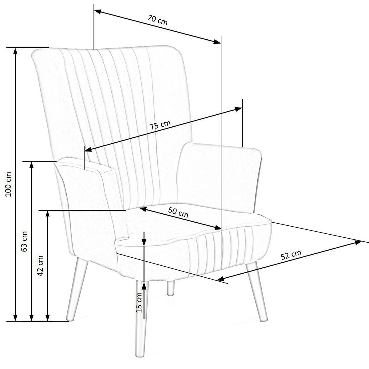 Fotoliu DELGADO, stofa catifelata roz - Bluvel 52, 75x70x100 cm