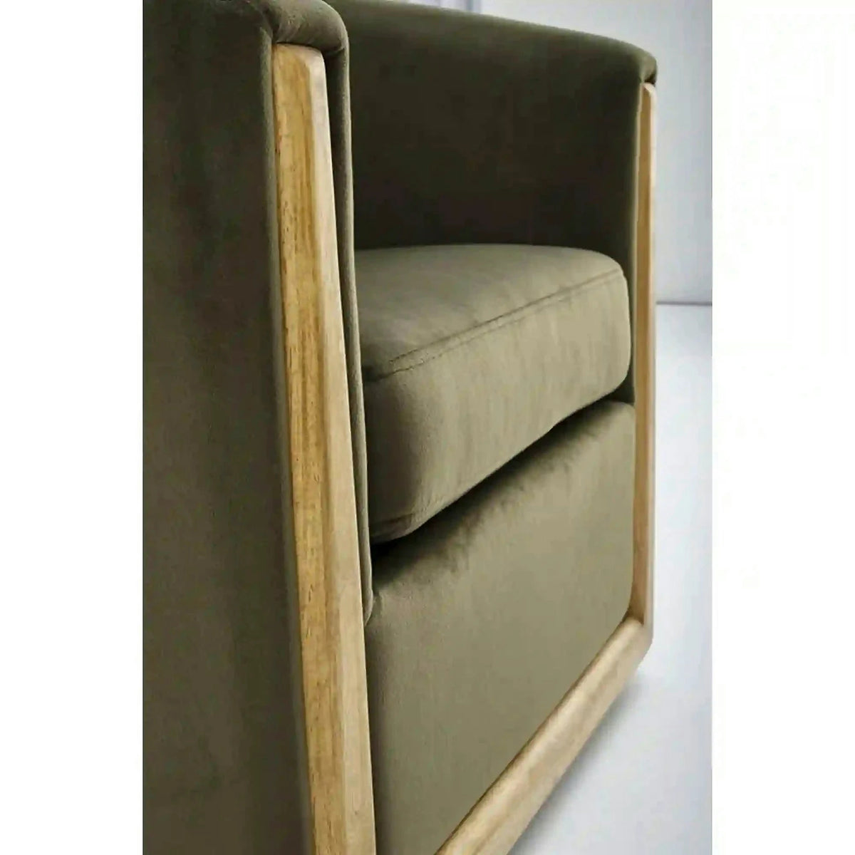 Fotoliu ENRICO, verde/negru, stofa catifelata/lemn, 71x72x71 cm