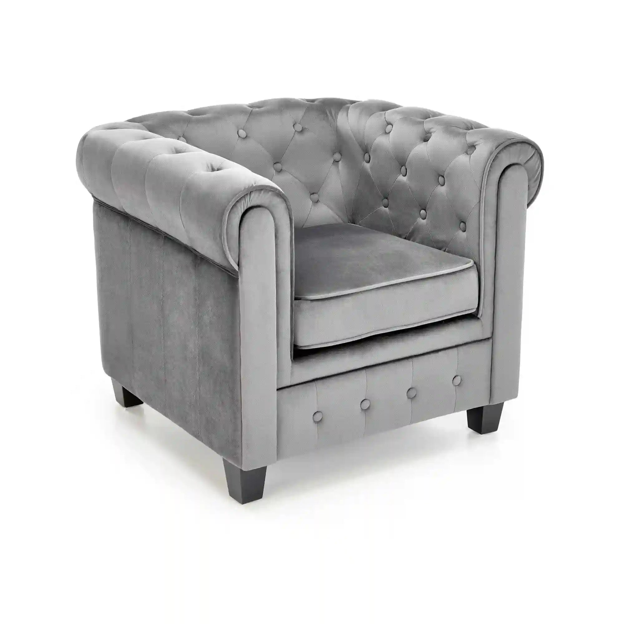 Fotoliu ERIKSEN, stofa catifelata gri, 84x75x73 cm