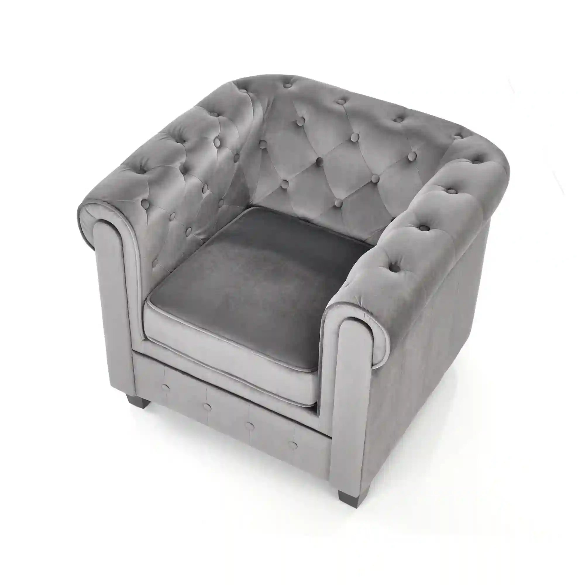 Fotoliu ERIKSEN, stofa catifelata gri, 84x75x73 cm