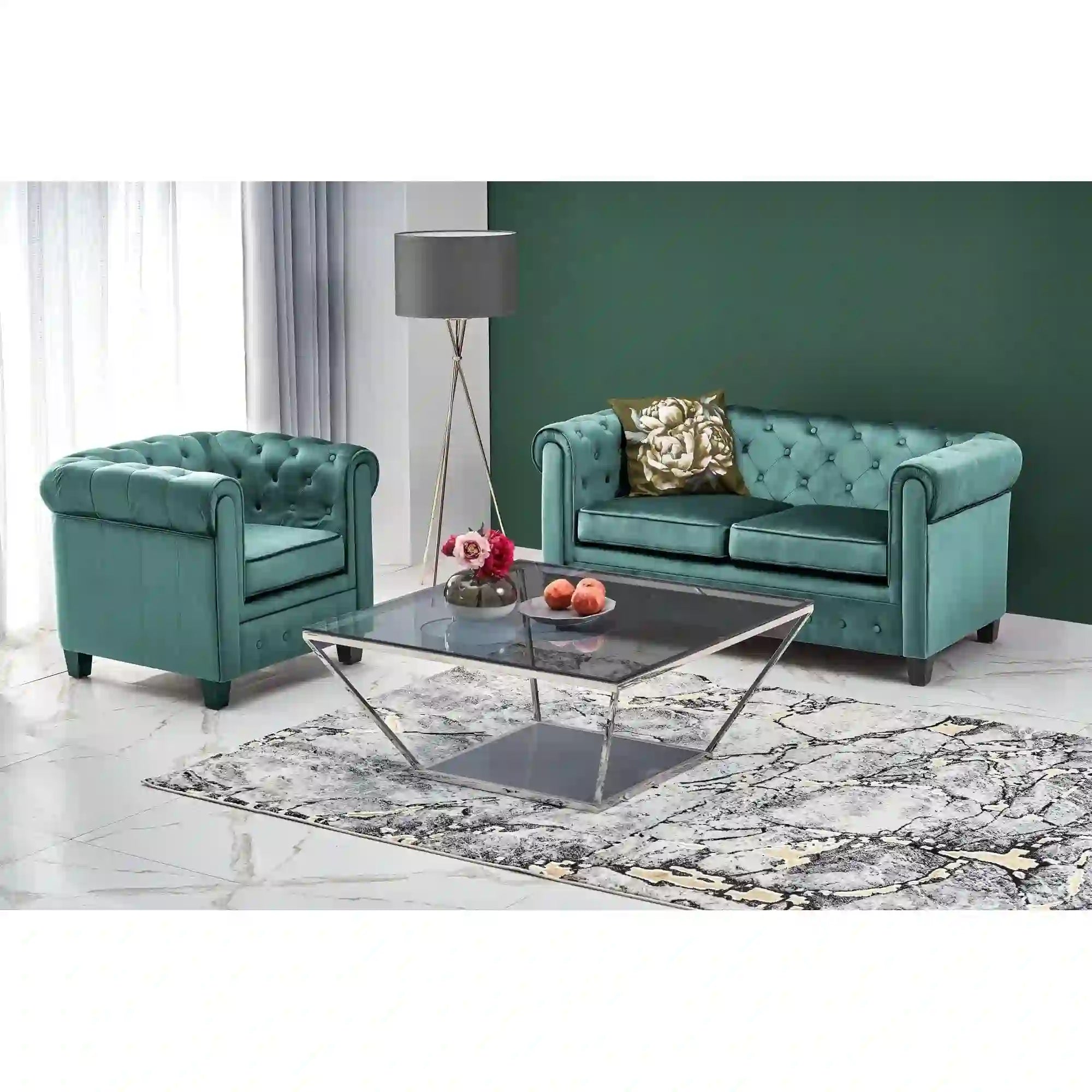 Fotoliu ERIKSEN, stofa catifelata verde inchis, 84x75x73 cm