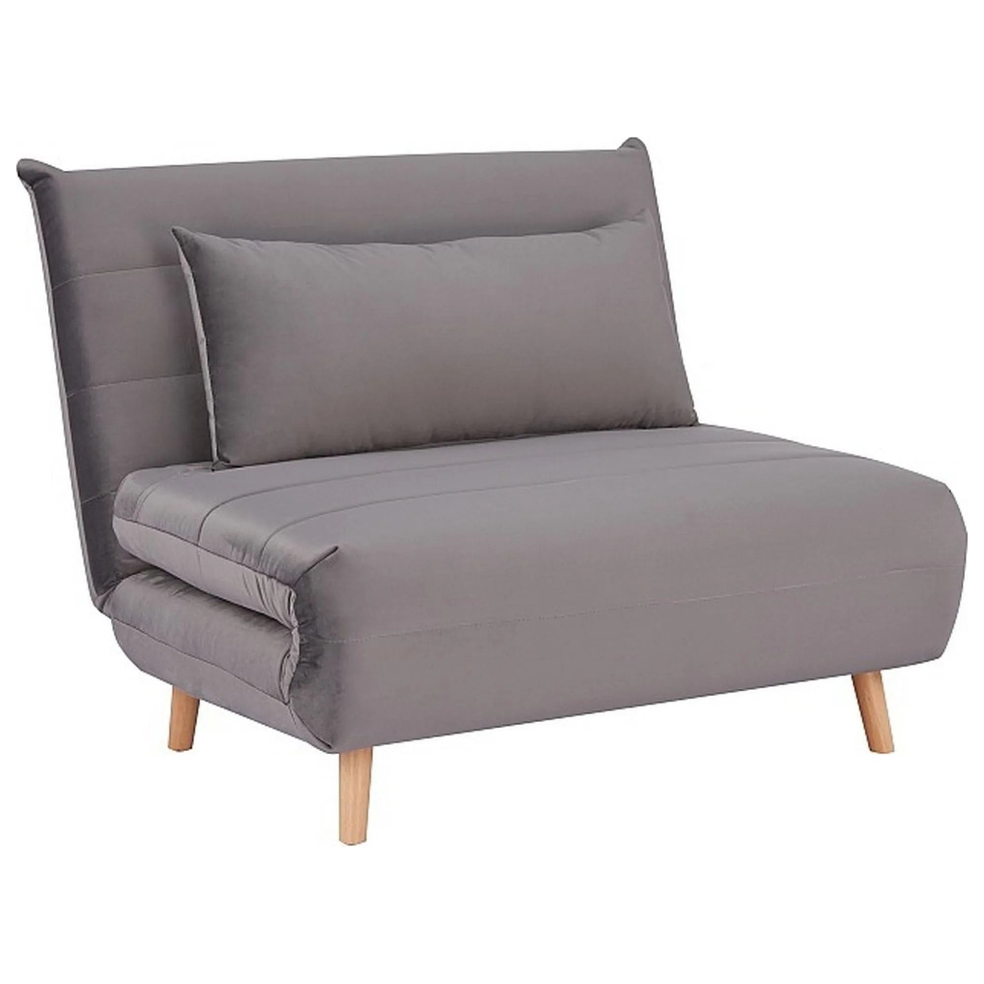 Fotoliu extensibil SPIKE, gri/fag, stofa catifelata/lemn, 105x90x80 cm