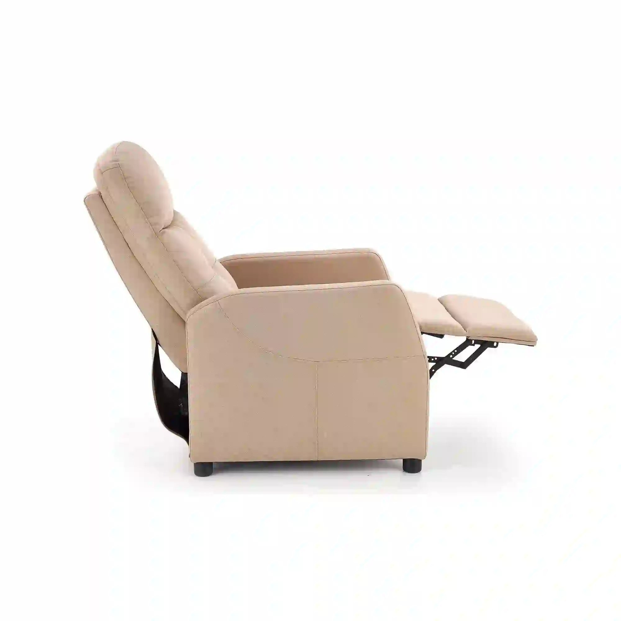 Fotoliu FELIPE, bej/negru, stofa/plastic, 64x84/135x76/103 cm