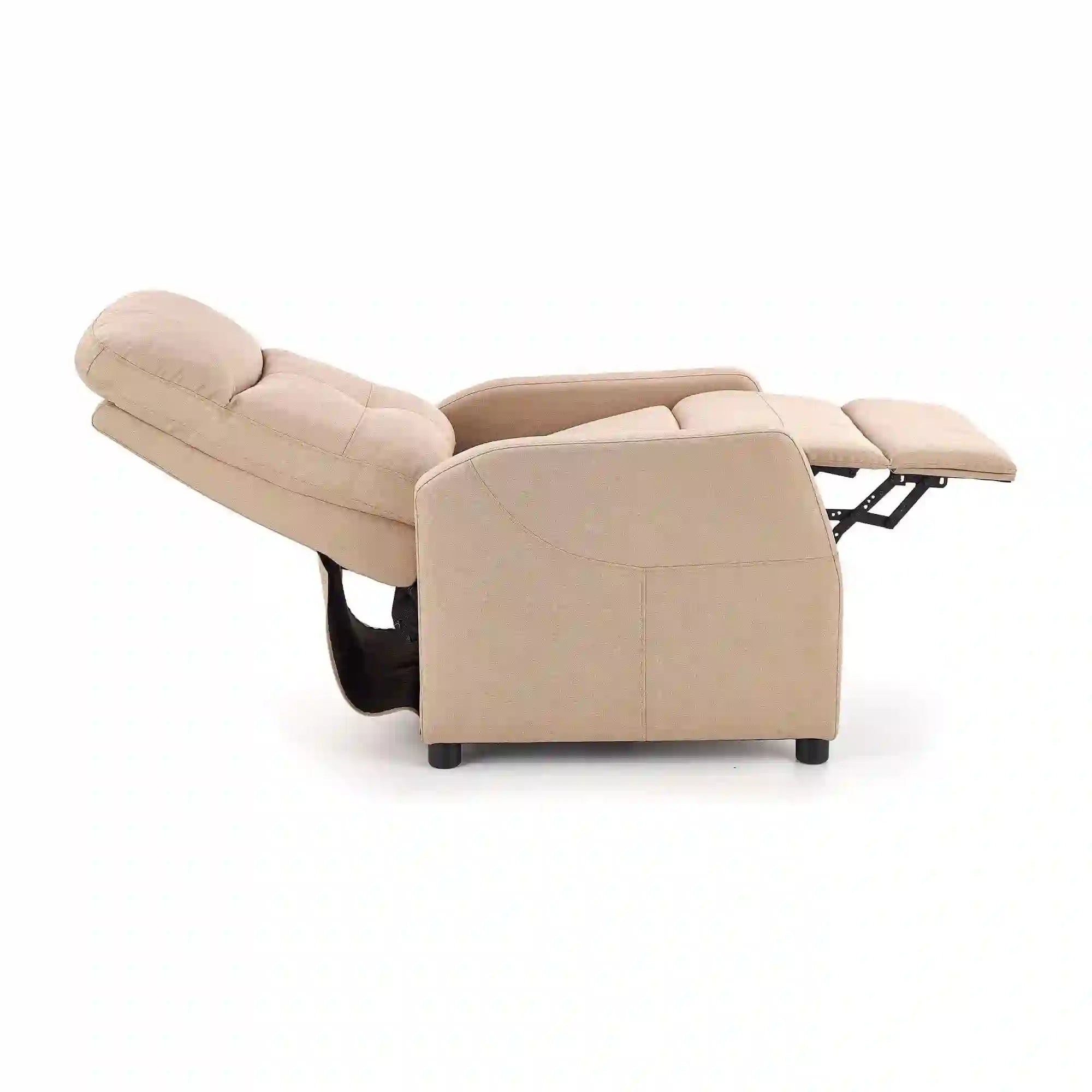 Fotoliu FELIPE, bej/negru, stofa/plastic, 64x84/135x76/103 cm