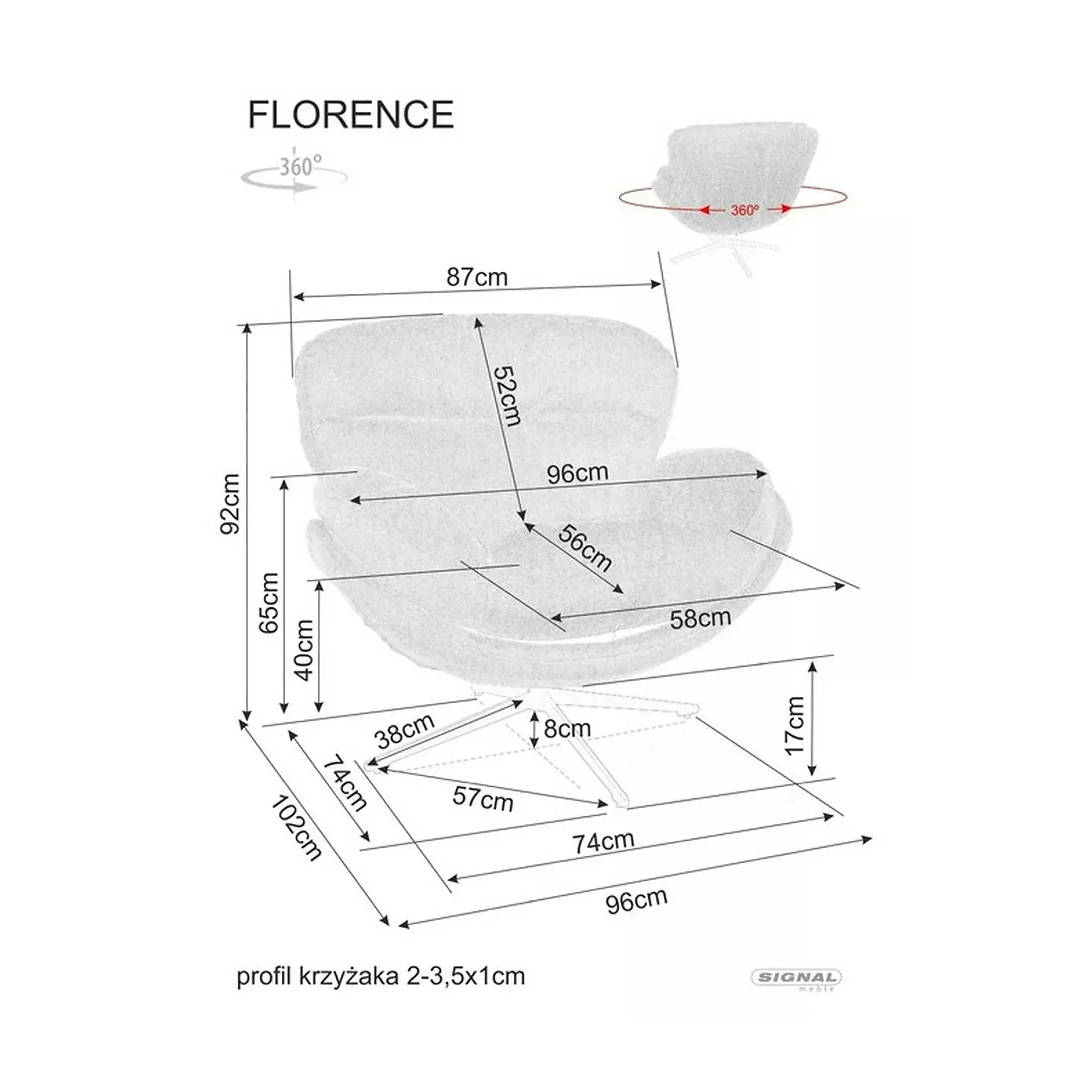 Fotoliu FLORENCE, stofa clasica bej inchis - Raven 30, 96x102x92 cm
