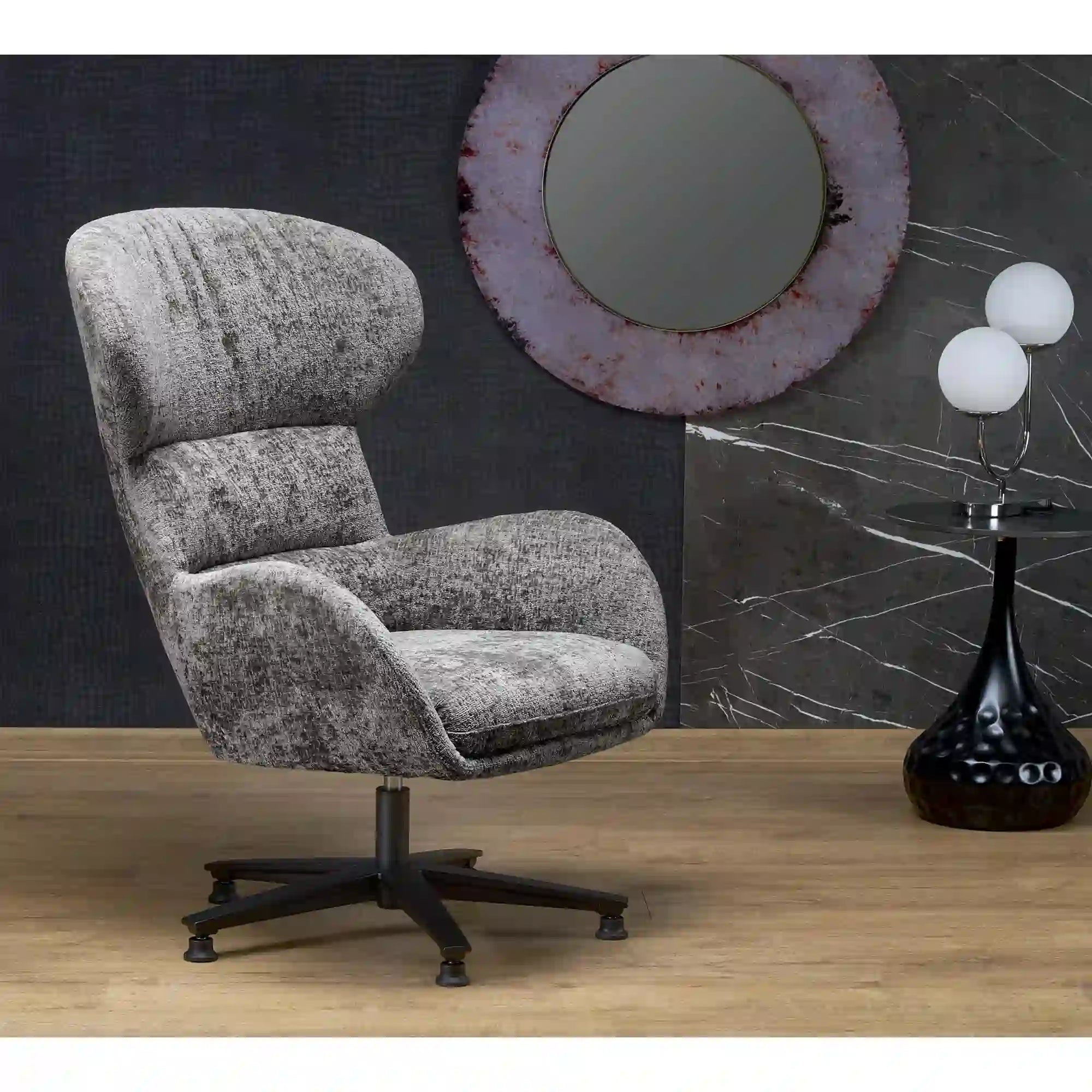 Fotoliu FRANCO, gri/negru, stofa clasica/metal, 80x83x104 cm