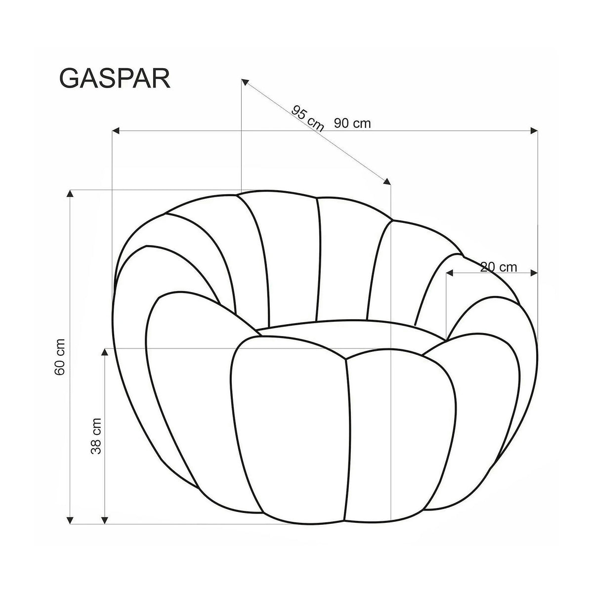 Fotoliu GASPAR 2, galben mustar, stofa, 90x95x60 cm