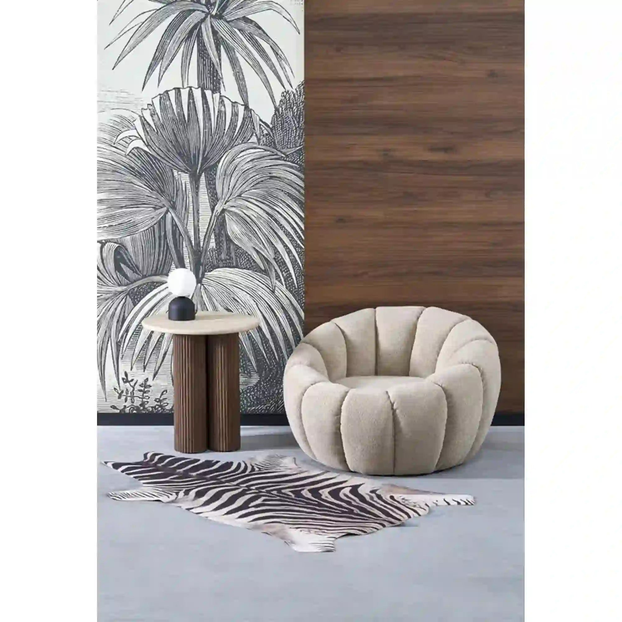 Fotoliu GASPAR 2, stofa catifelata bej, 90x95x60 cm