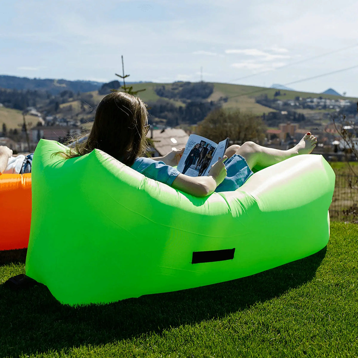 Fotoliu gonflabil LEBAG, verde, material textil