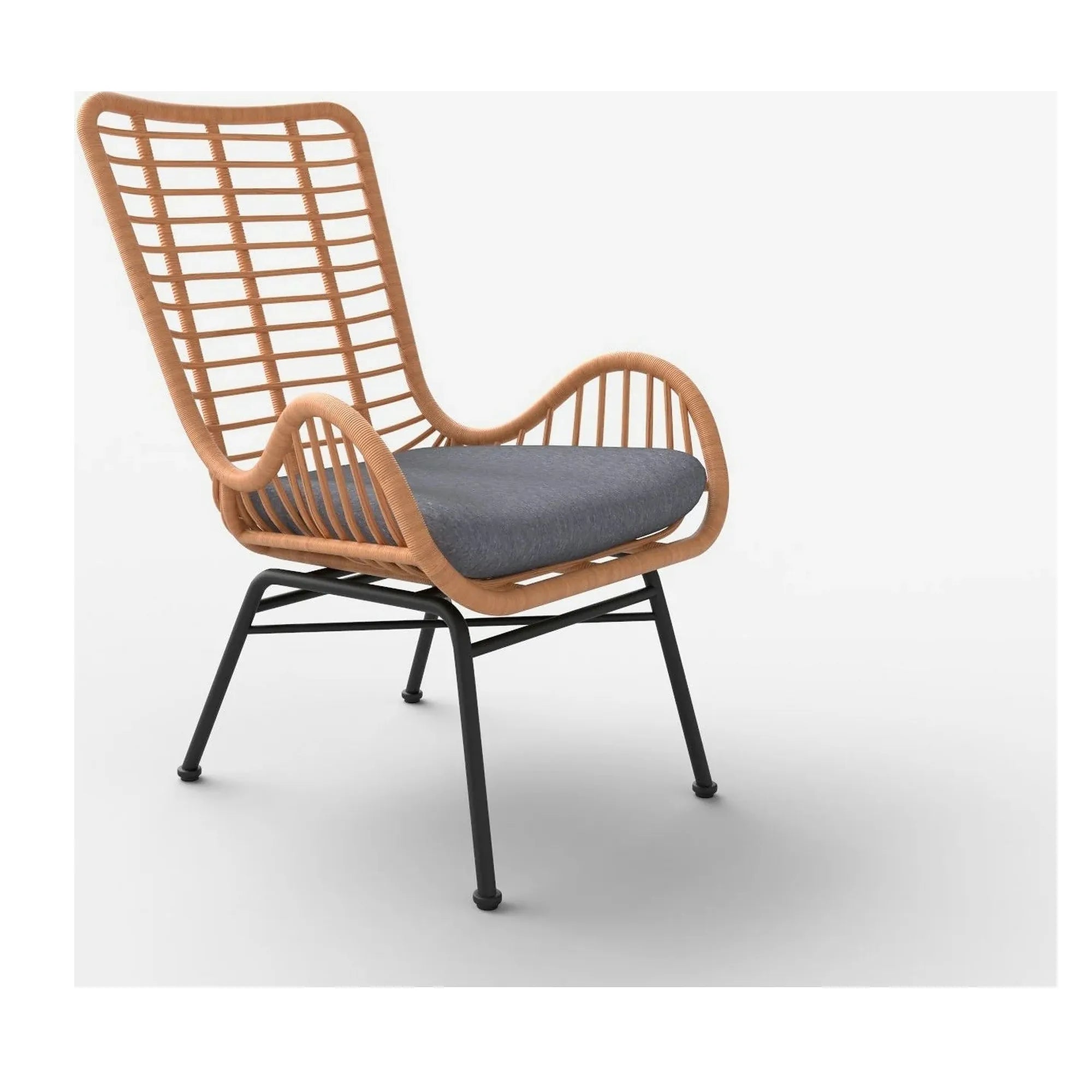 Fotoliu gradina IKARO, bej/gri, rattan sintetic/otel, 69x58x93x42 cm