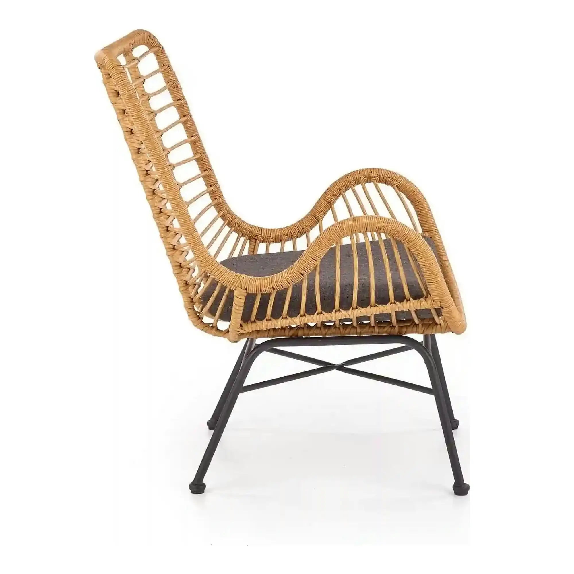 Fotoliu gradina IKARO, bej/gri, rattan sintetic/otel, 69x58x93x42 cm