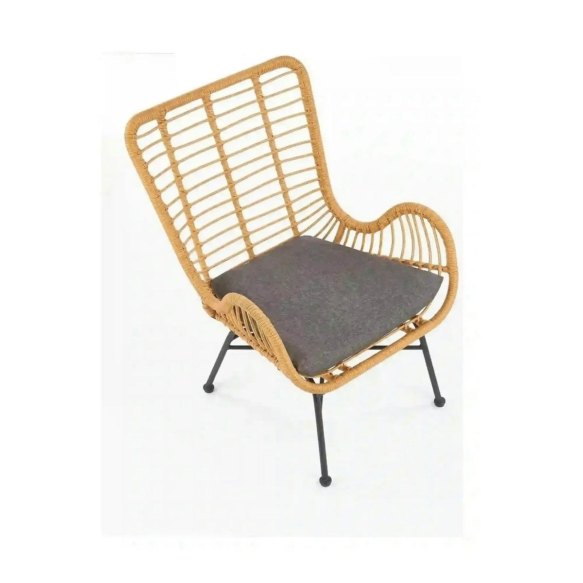 Fotoliu gradina IKARO, bej/gri, rattan sintetic/otel, 69x58x93x42 cm