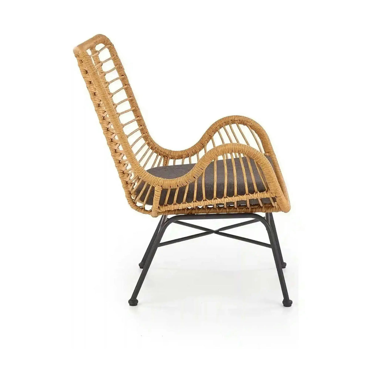 Fotoliu gradina IKARO, bej/gri, rattan sintetic/otel, 69x58x93x42 cm