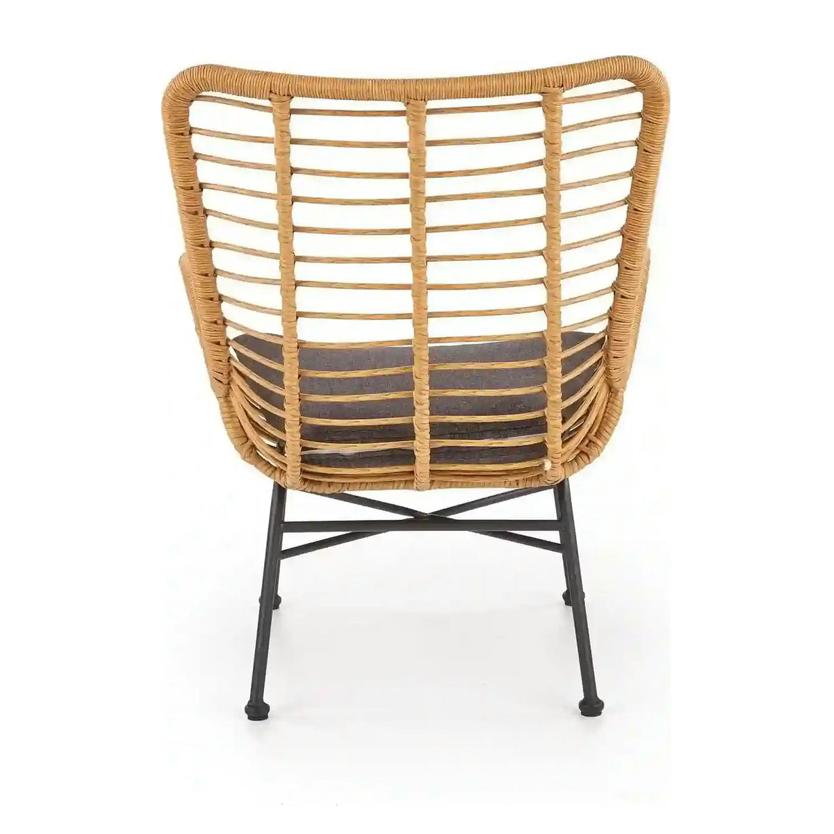 Fotoliu gradina IKARO, bej/gri, rattan sintetic/otel, 69x58x93x42 cm
