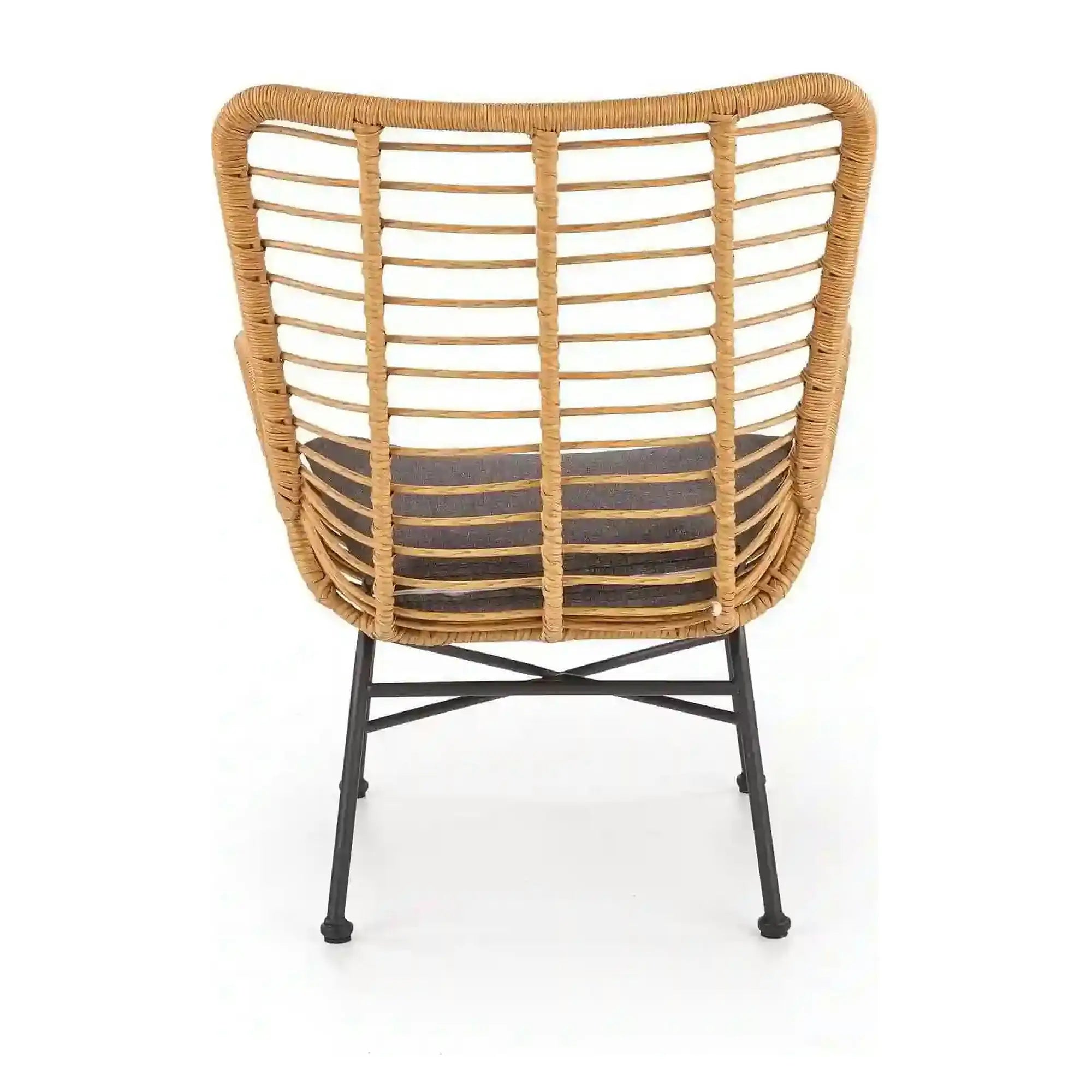 Fotoliu gradina IKARO, bej/gri, rattan sintetic/otel, 69x58x93x42 cm
