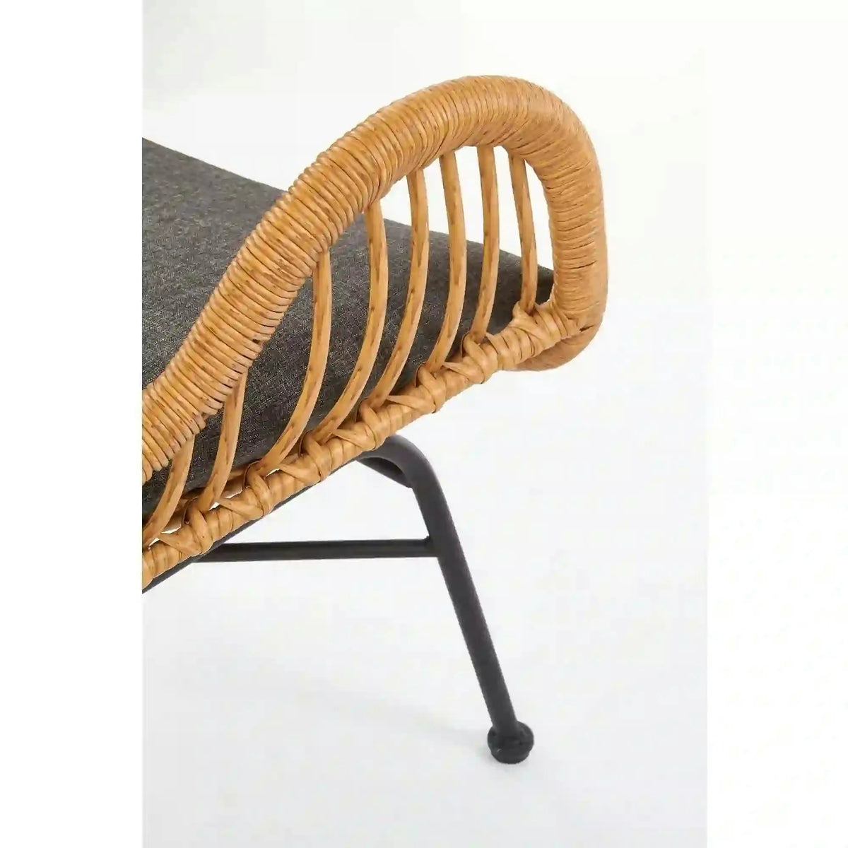 Fotoliu gradina IKARO, bej/gri, rattan sintetic/otel, 69x58x93x42 cm
