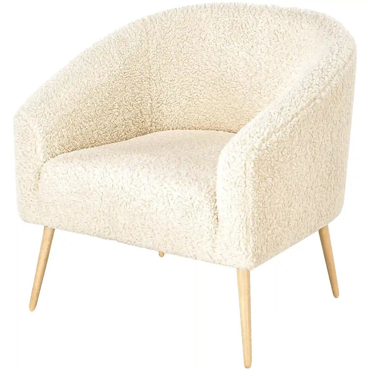 Fotoliu GRIFON 2, crem/stejar, stofa buclata/lemn, 77x67x78 cm