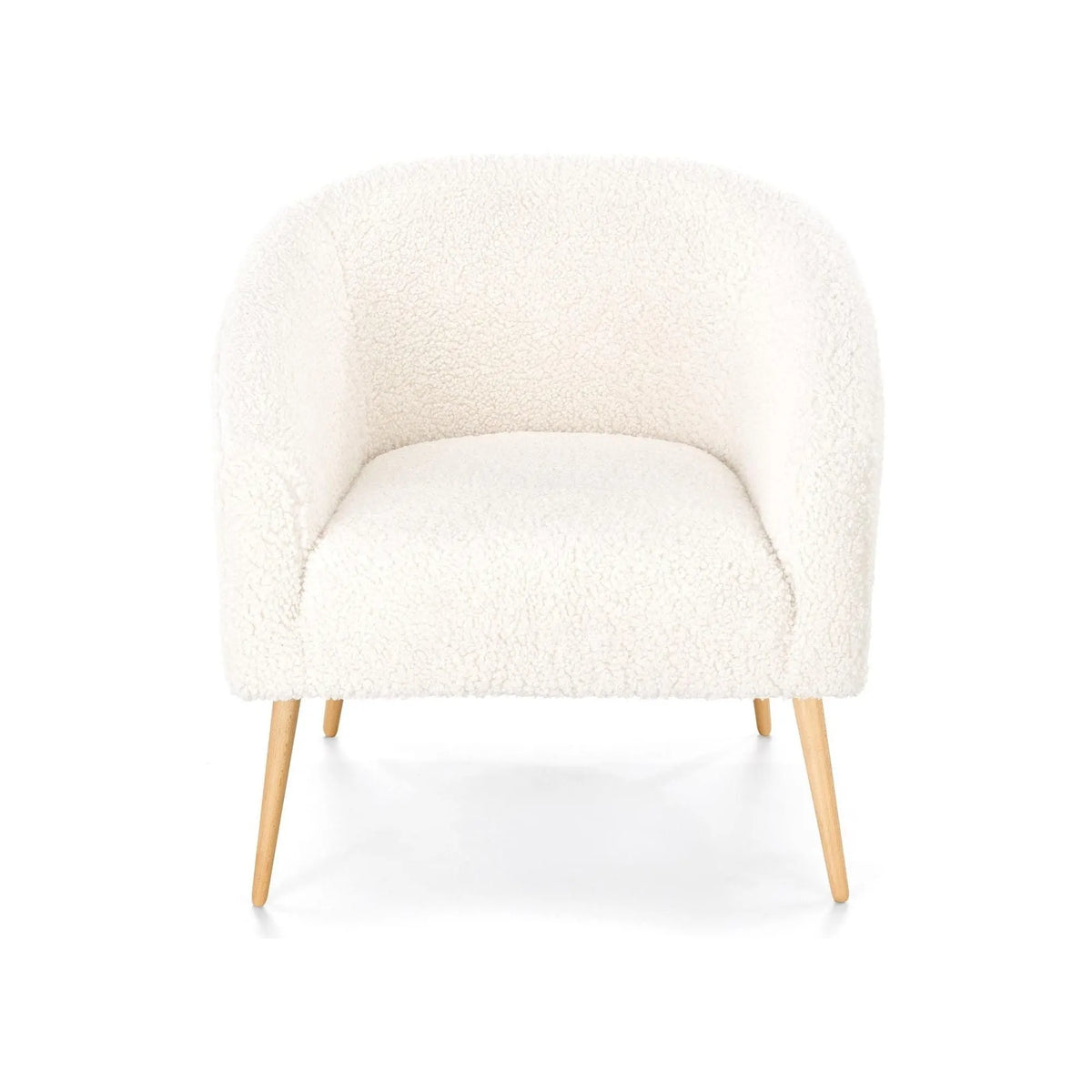 Fotoliu GRIFON 2, crem/stejar, stofa buclata/lemn, 77x67x78 cm